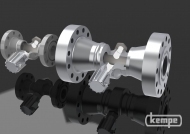 Kemsight HD-Durchflussschaugläser 3“ - 600 lbs / PN 100 - RTJ, und 5 1/8“ - API 10000 / PN 550 mit metallverschmolzenen Schraubschaugläsern, ausgestattet mit Schauglasleuchte in Ex-Ausführung, Ansicht von hinten